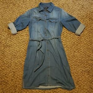 Soft denim button up dress
